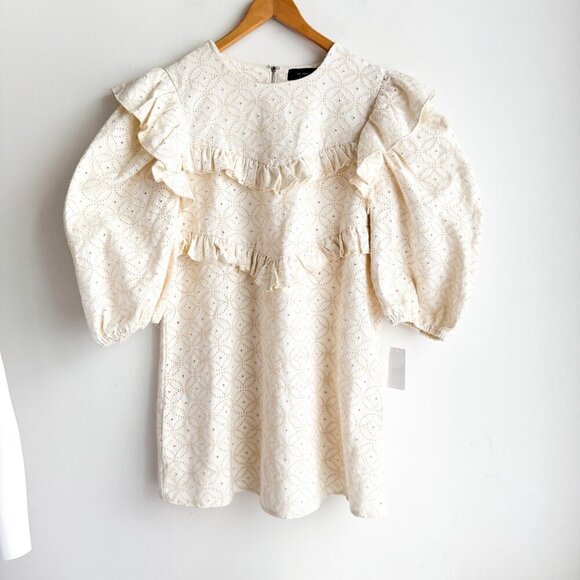 En Saison Embroidered Denim Egret Dress in Natural L - Picture 4 of 4